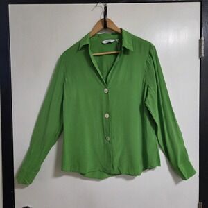 & Other Stories Bright Green Button-Up Blouse